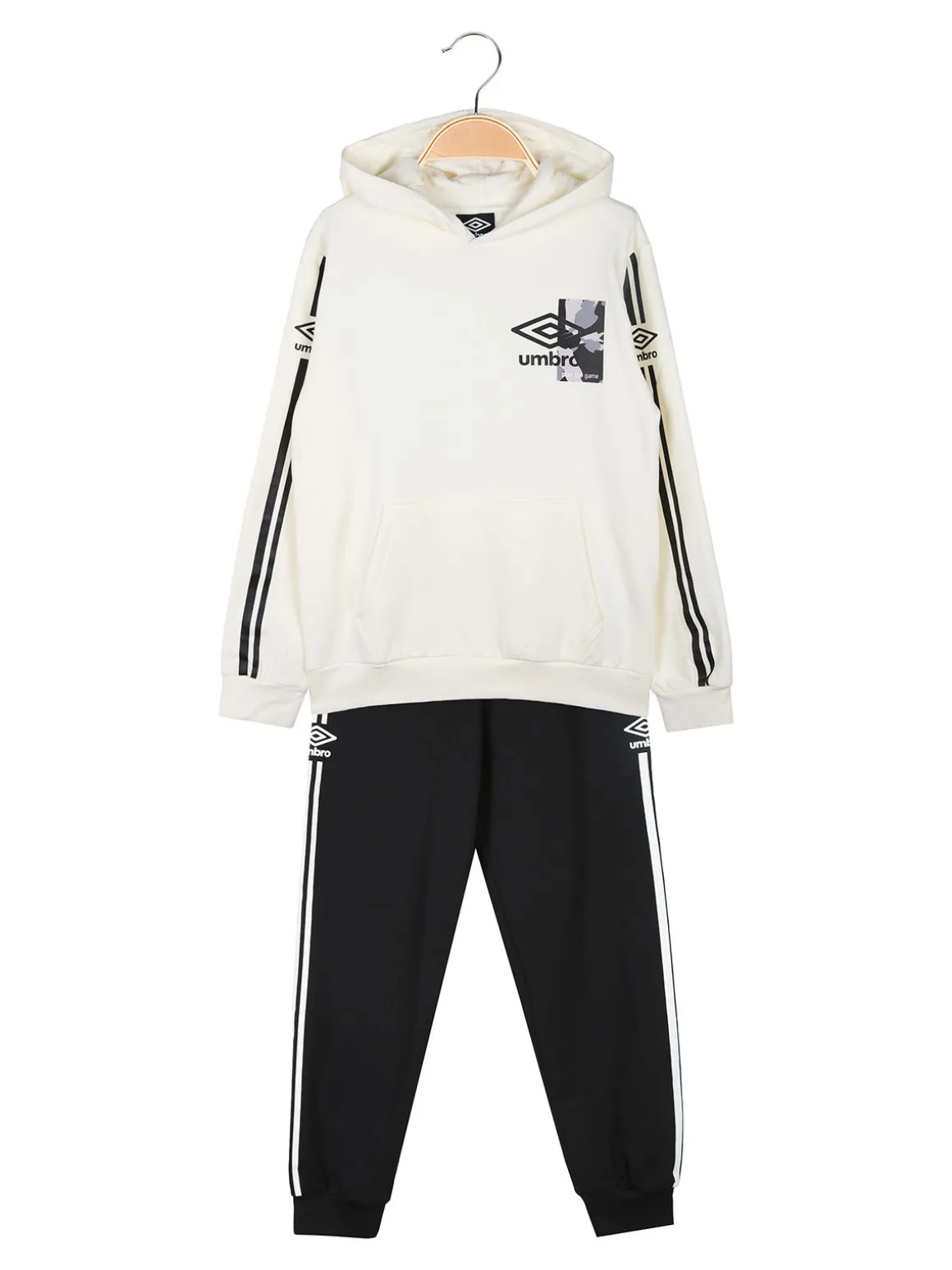 Umbro Completo tuta da ragazzo 2 pezzi con cappuccio e interno felpato - panna