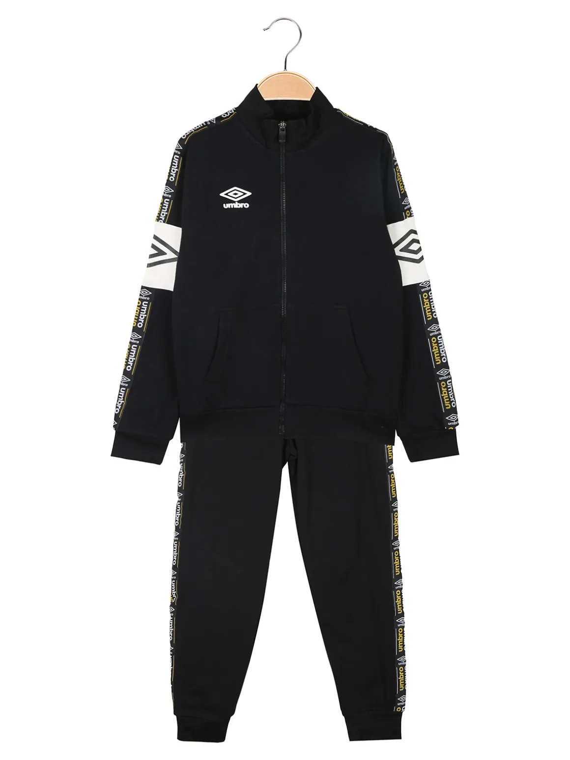 Umbro Completo tuta da ragazzo 2 pezzi con zip e interno felpato - nero