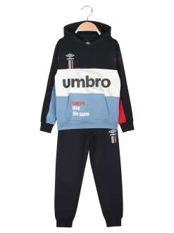 Umbro Completo tuta da ragazzo 2 pezzi con cappuccio e interno felpato - blu scuro