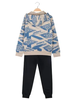 Umbro Completo tuta logo 2 pezzi con cappuccio e interno felpato - sabbia