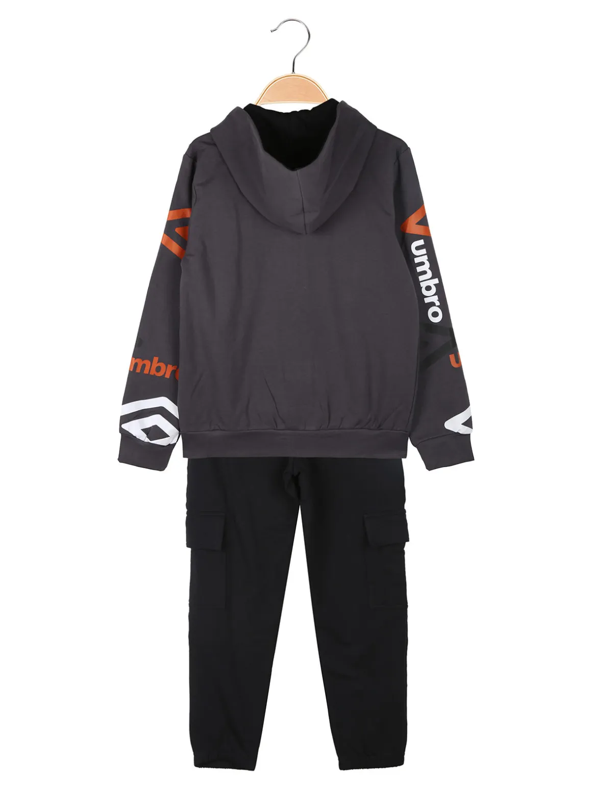 Umbro Completo tuta 2 pezzi cargo da ragazzo con cappuccio e zip - grigio scuro