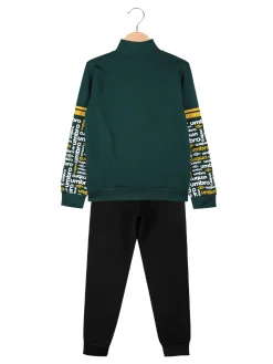 Umbro Completo tuta 2 pezzi da bambino con zip e stampa logo - verde