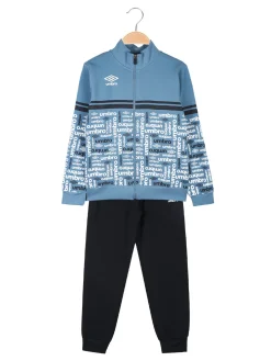Umbro Completo tuta 2 pezzi da bambino con zip e stampa logo - azzurro