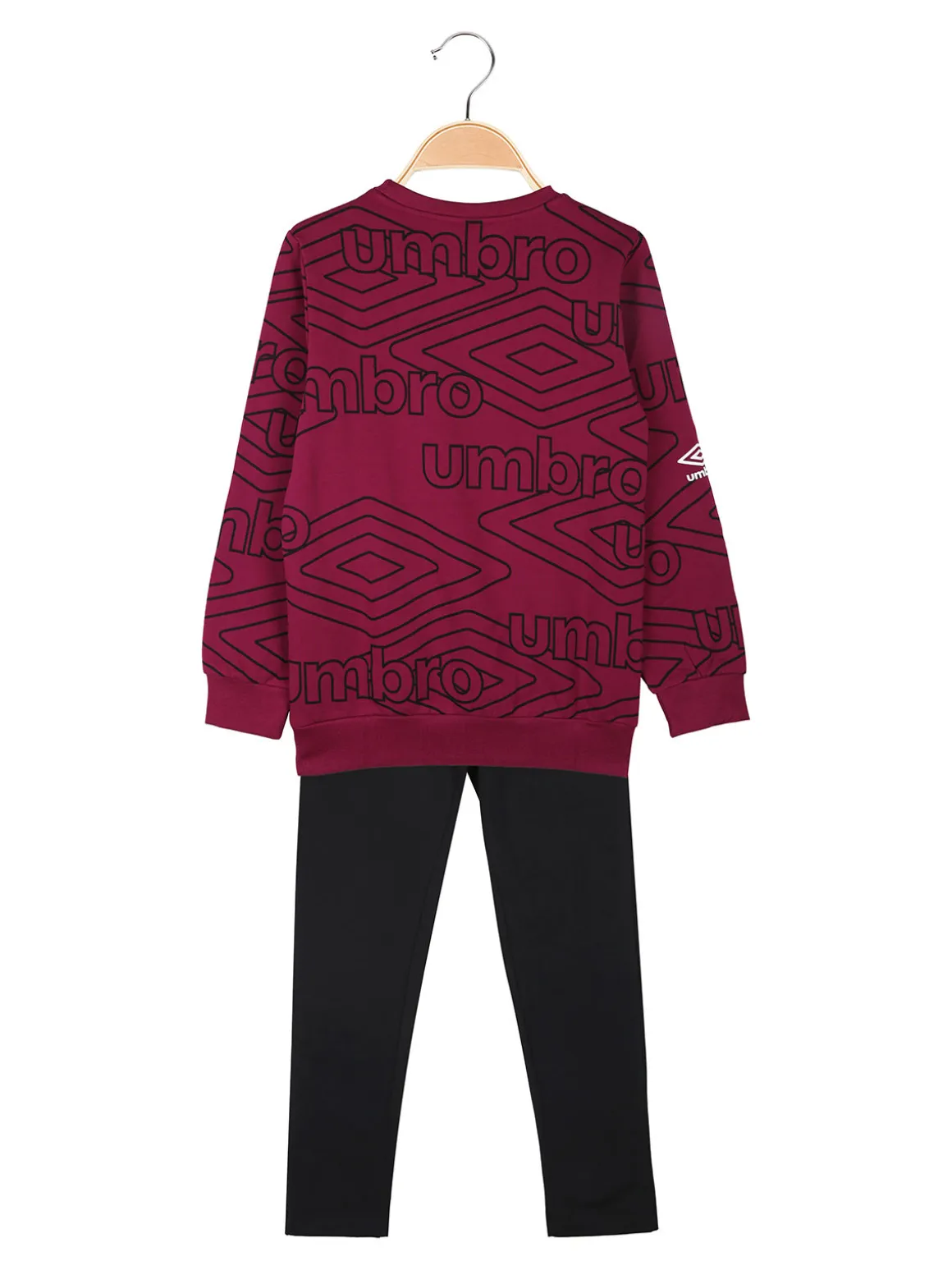 Umbro Completo tuta 2 pezzi da ragazza con interno felpato e stampa logo - porpora