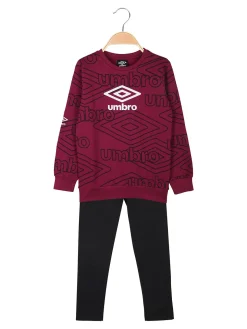 Umbro Completo tuta 2 pezzi da ragazza con interno felpato e stampa logo - porpora