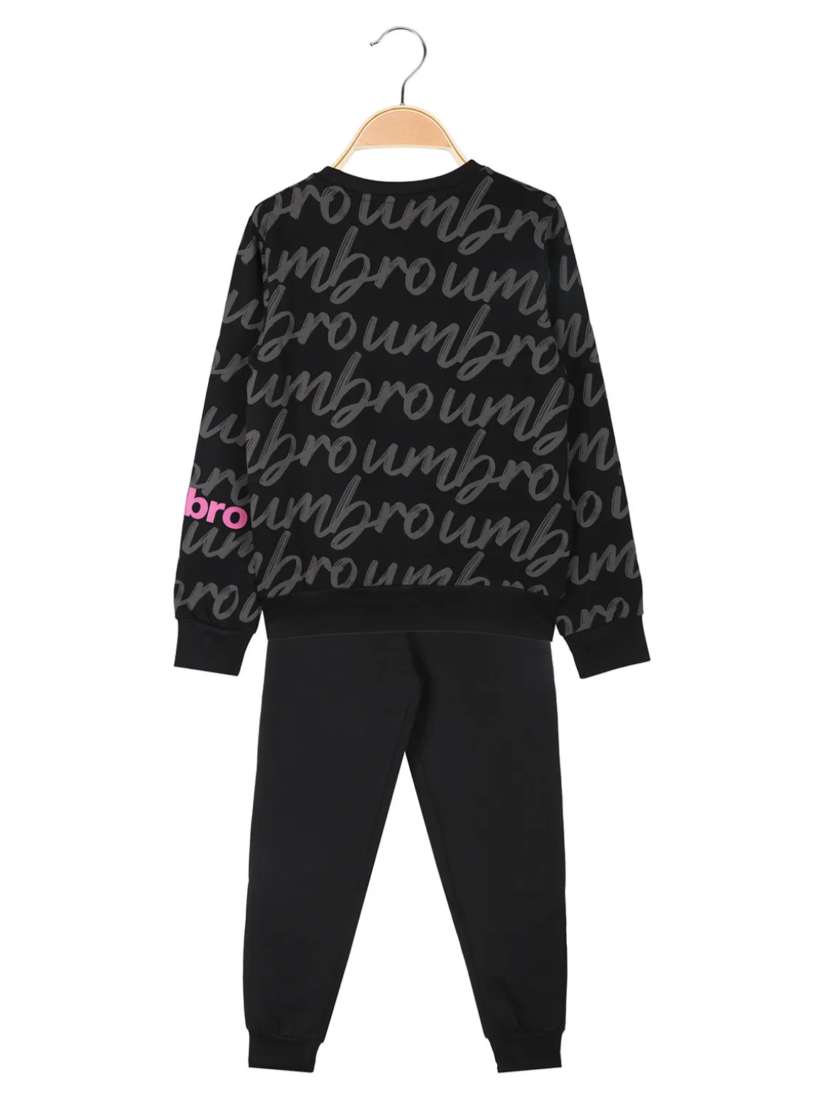 Umbro Completo tuta 2 pezzi da ragazza con interno felpato e stampa logo - nero