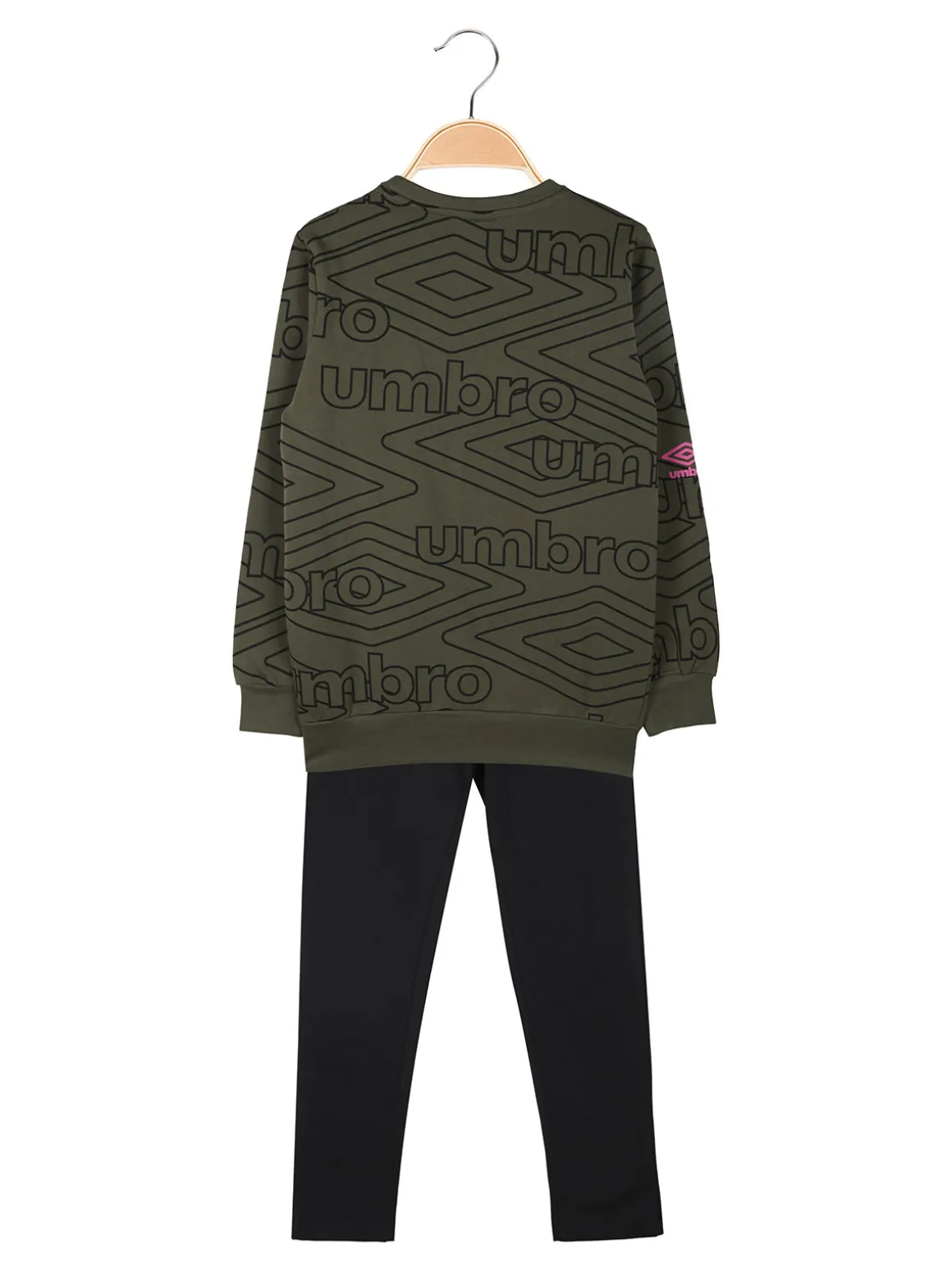 Umbro Completo tuta 2 pezzi da ragazza con interno felpato e stampa logo - militare