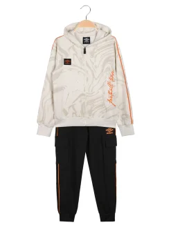 Umbro Completo tuta 2 pezzi da ragazzo con cappuccio e zip - beige
