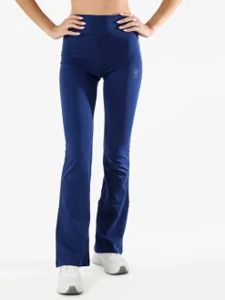 Umbro Leggings sportivi da donna in cotone elasticizzato con finale a zampa - blu