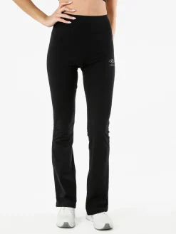 Umbro Leggings sportivi da donna in cotone elasticizzato con finale a zampa - nero