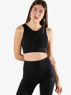 Umbro Top sportivo da donna con logo in cotone elasticizzato - nero