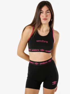 Umbro Top sportivo da donna con logo in cotone elasticizzato - fucsia