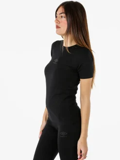 Umbro T-shirt sportiva da donna in cotone elasticizzato - nero