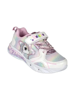 Unicorn Sneakers da bambina con luci e cinturino a strappo