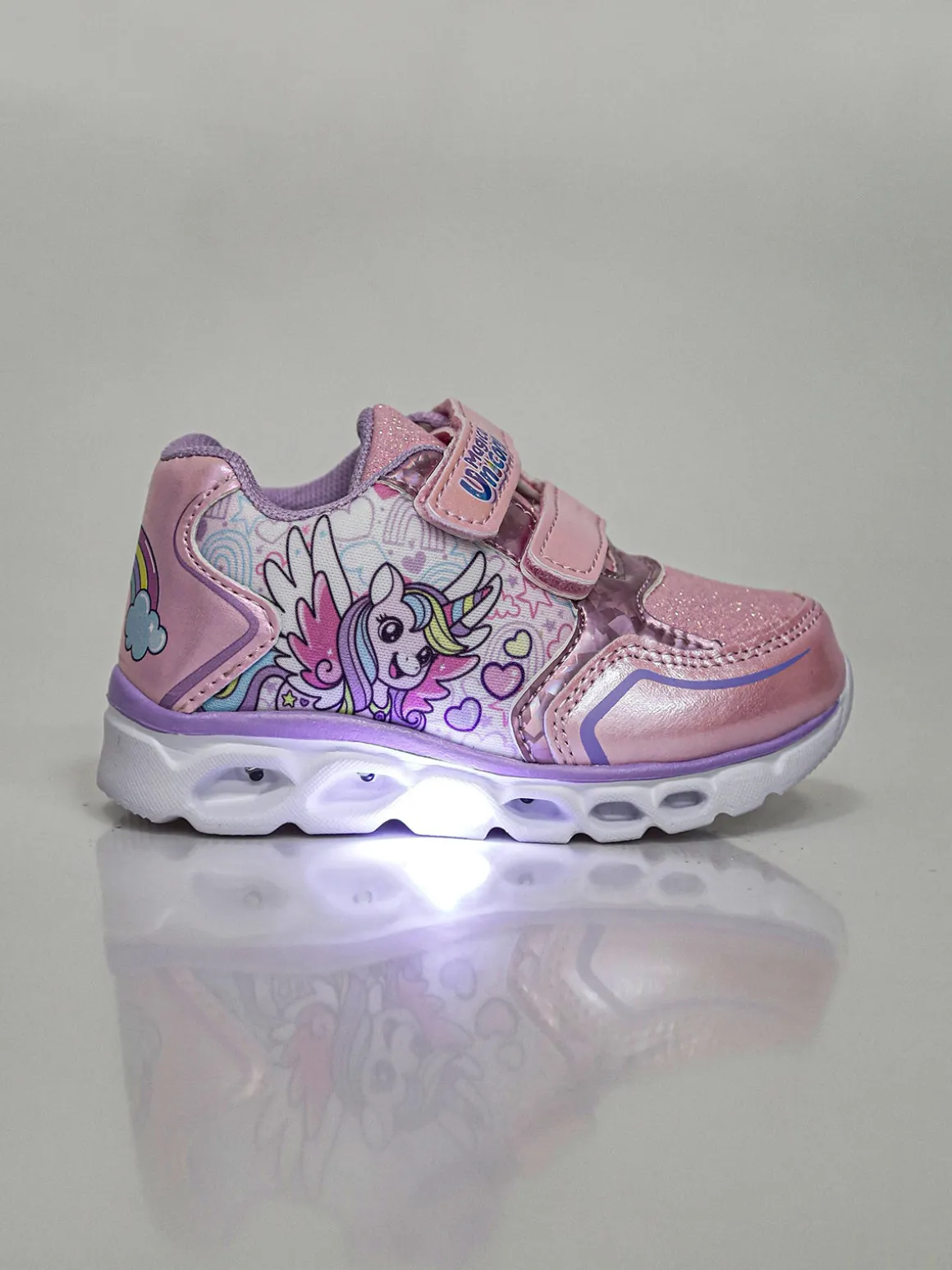 Unicorn Sneakers da bambina con luci e chiusura a strappo