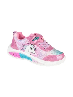 Unicorn Sneakers da bambina unicorno con strappo e luci - fuxia