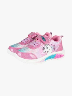 Unicorn Sneakers da bambina unicorno con strappo e luci - fuxia