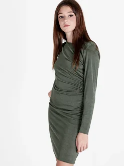 Unique Abito donna drappeggiato a tubino con maniche lunghe