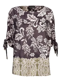 Unique Blusa donna a maniche corte a pipistrello - marrone