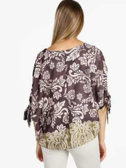Unique Blusa donna a maniche corte a pipistrello - marrone