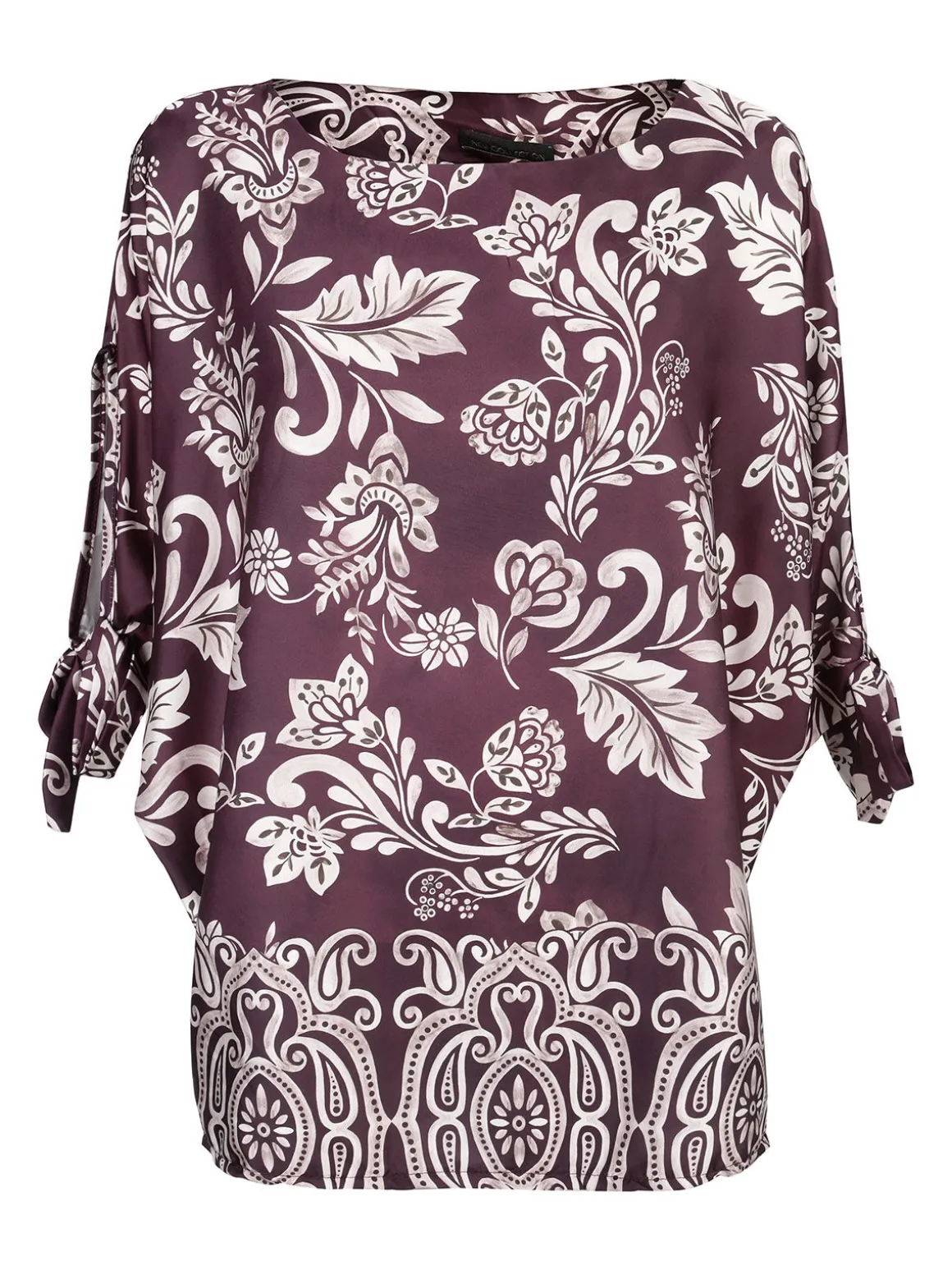 Unique Blusa donna a maniche corte a pipistrello - bordeaux
