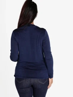 Unique Blusa donna a maniche lunghe con scollo a cascata