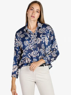 Unique Camicia donna a fantasia - blu