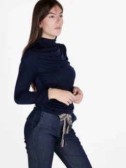 Unique Maglia donna accollata a maniche lunghe