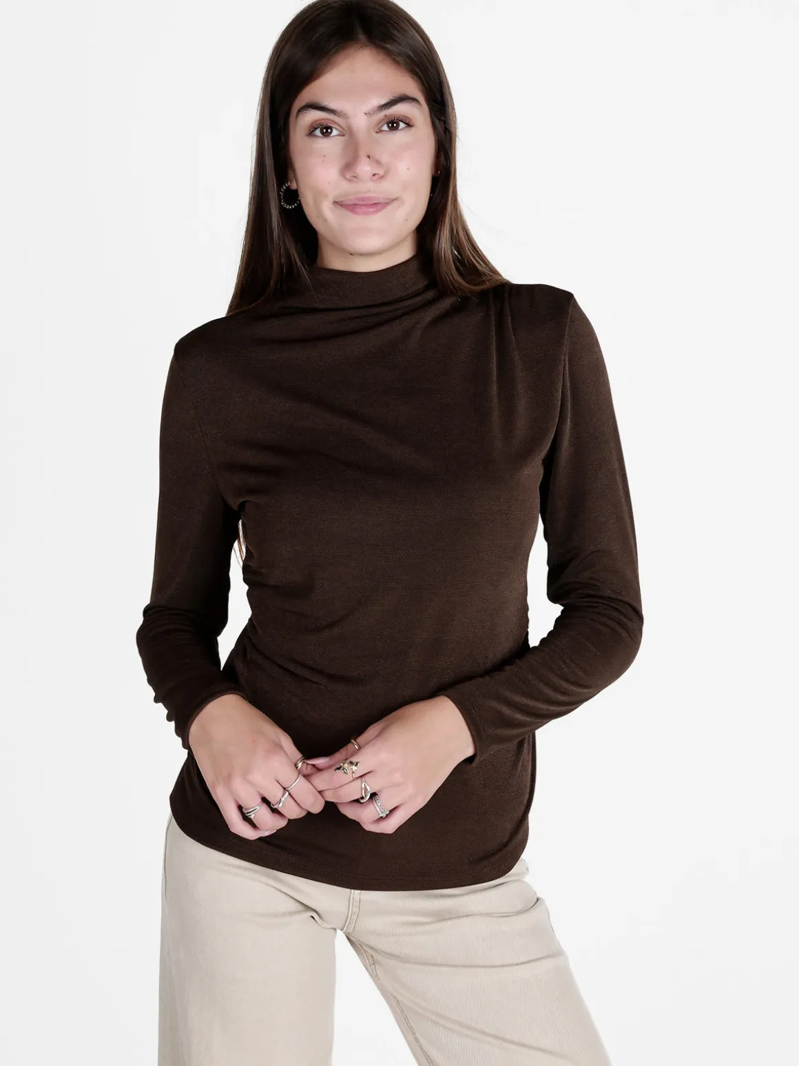 Unique Maglia donna accollata a maniche lunghe