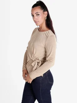 Unique Maglia donna a maniche lunghe annodata sul davanti