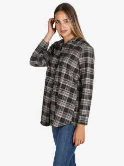 Unique Maxi camicia donna oversize a quadri - grigio scuro
