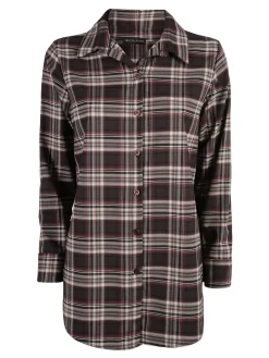 Unique Maxi camicia donna oversize a quadri - moro