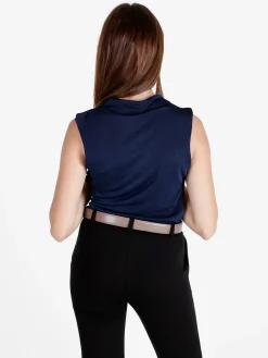 Unique Top donna drappeggiato con scollo a cascata