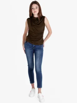 Unique Top donna drappeggiato con scollo a cascata