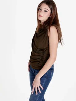 Unique Top donna drappeggiato con scollo a cascata
