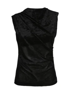 Unique Top donna in velluto con scollo a cascata - nero