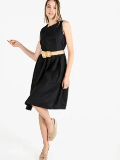 Unique Vestito donna smanicato in cotone con cintura