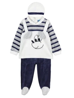 Urchin Completo lungo da neonato in ciniglia con accessori - grigio