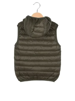 Urchin Gilet imbottito da bambino con cappuccio e zip - militare