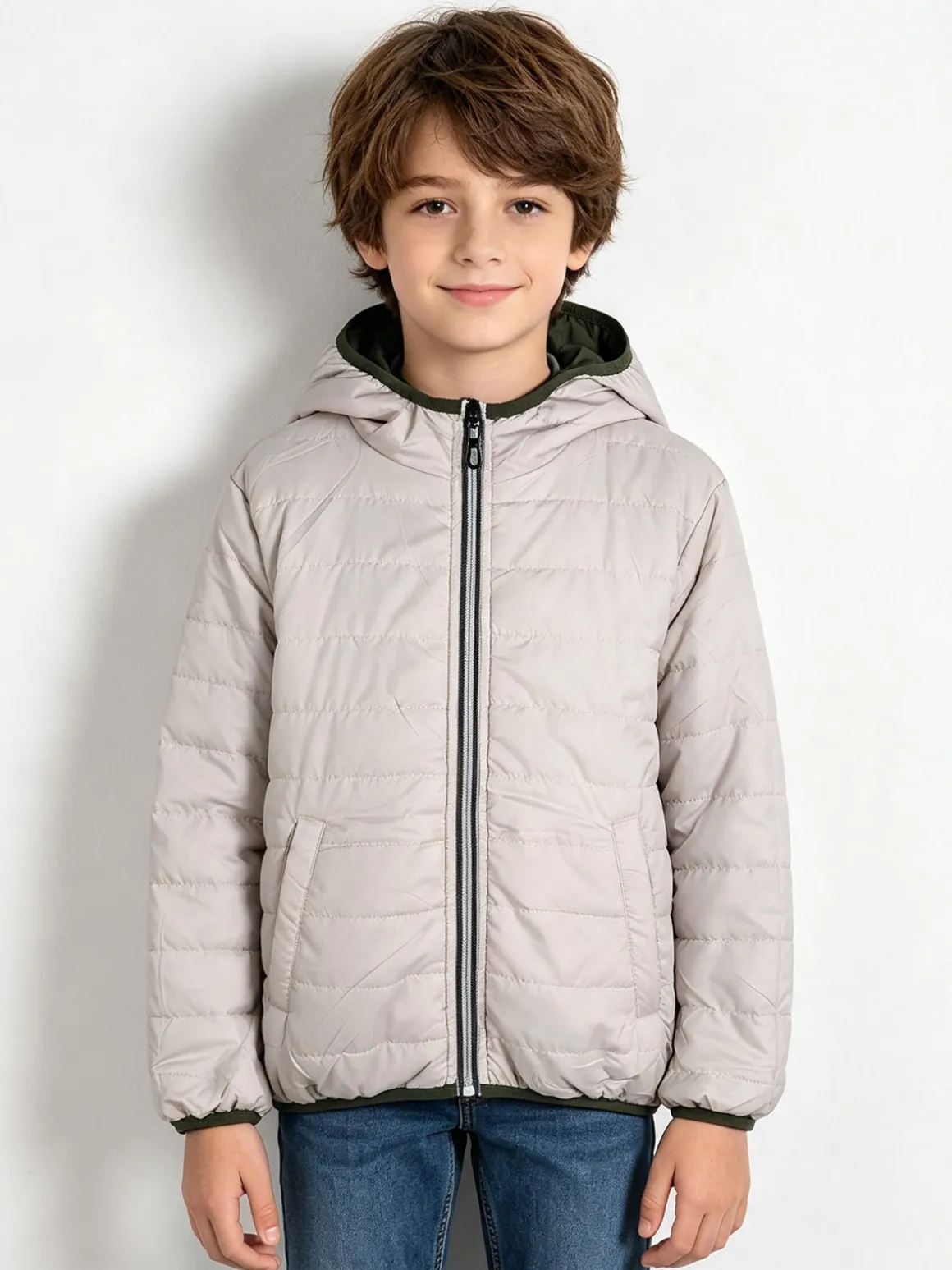 Urchin Giubbotto da bambino doubleface con cappuccio - militare