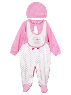 Urchin Tutina da neonata in ciniglia con accessori coordinati - fuxia