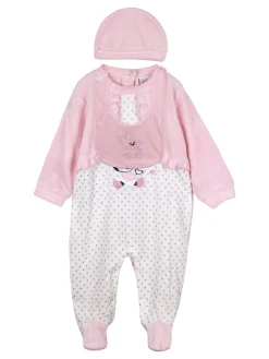 Urchin Tutina da neonata in ciniglia con accessori coordinati - rosa