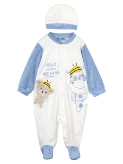 Urchin Tutina in ciniglia da neonato con accessori - blu