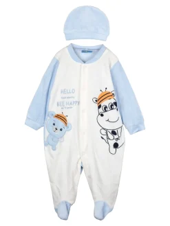 Urchin Tutina in ciniglia da neonato con accessori - azzurro