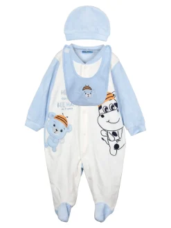 Urchin Tutina in ciniglia da neonato con accessori - azzurro