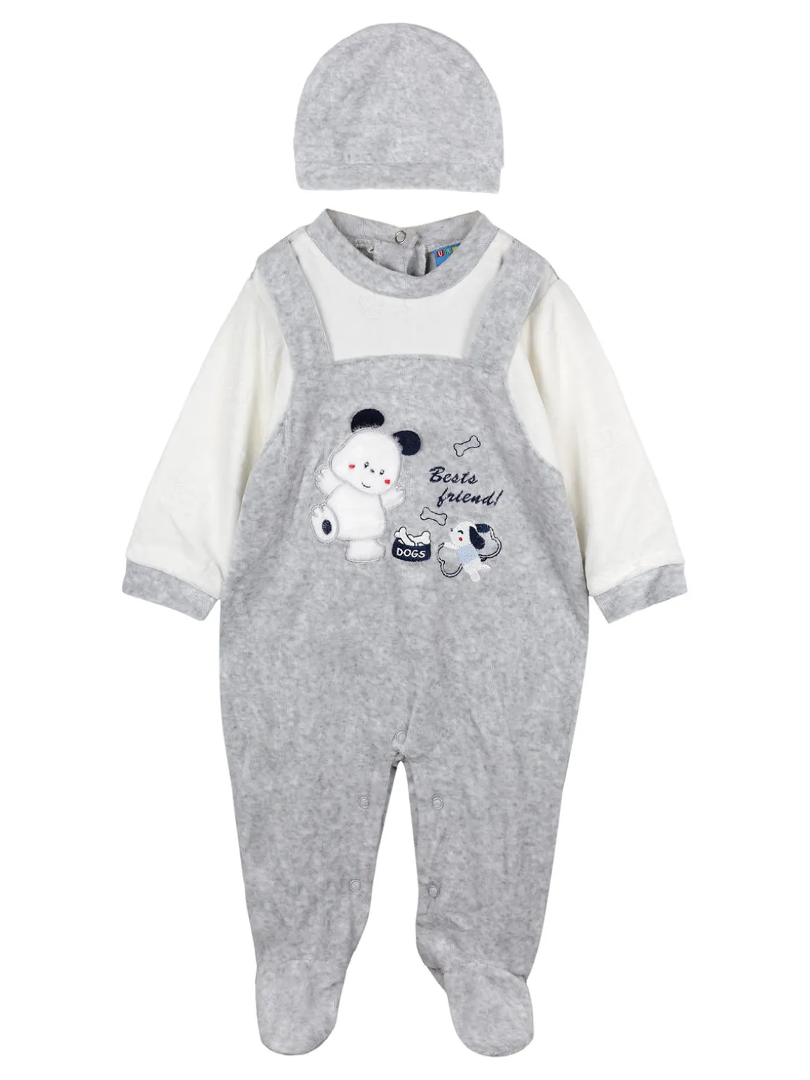 Urchin Tutina in ciniglia da neonato con accessori - grigio