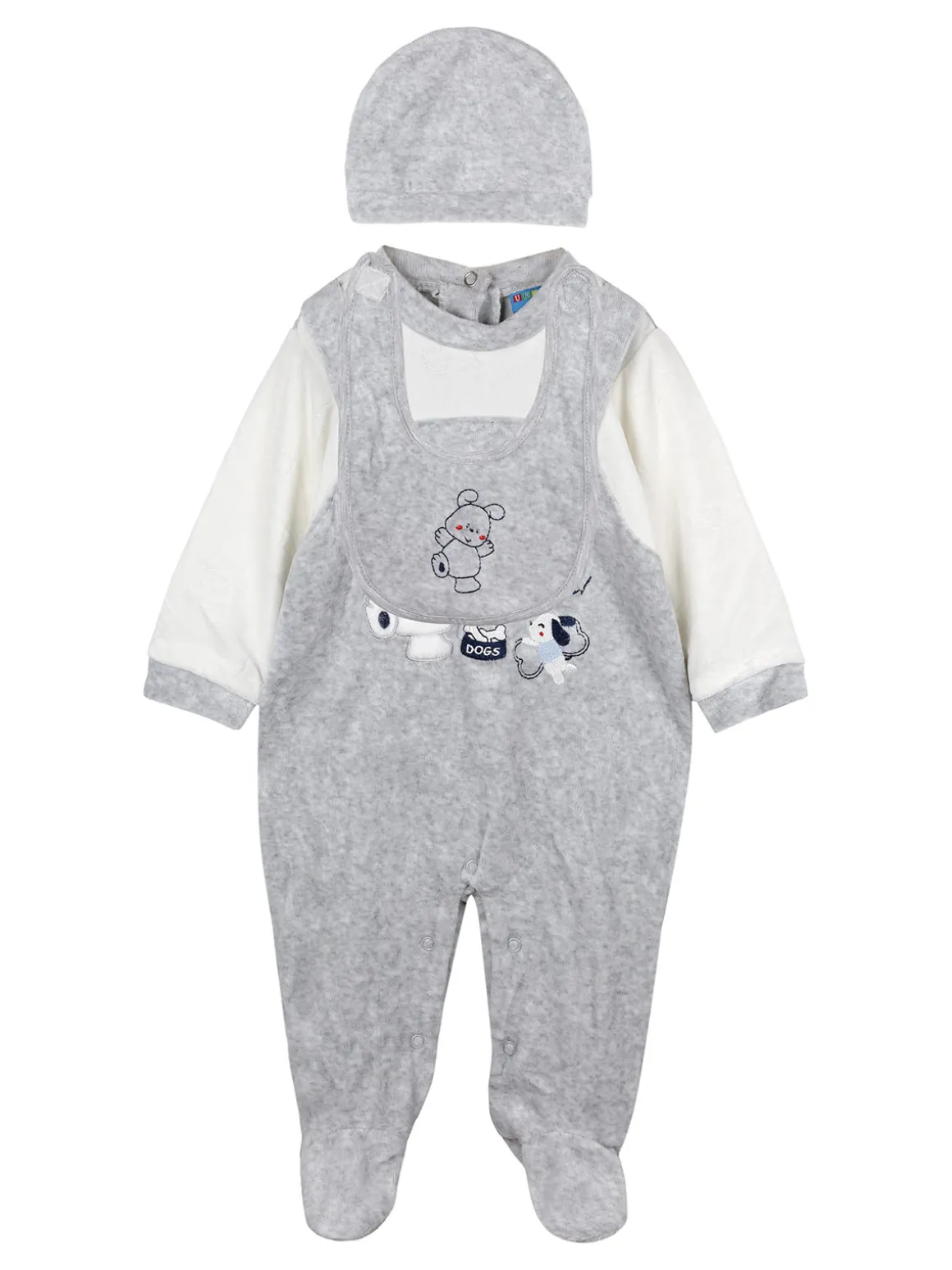 Urchin Tutina in ciniglia da neonato con accessori - grigio