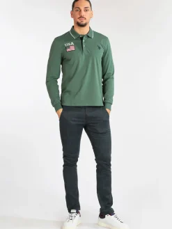 U.S. Polo Assn. Polo da uomo in cotone manica lunga