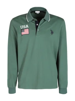 U.S. Polo Assn. Polo da uomo in cotone manica lunga