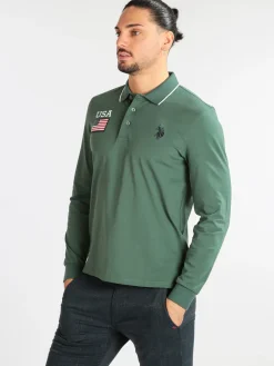U.S. Polo Assn. Polo da uomo in cotone manica lunga